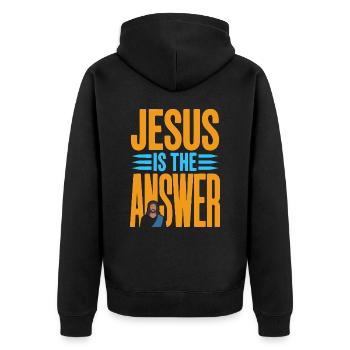 Jesus is the answer - Jesus ist die Antwort - Unisex Premium Organic Zip Hoodie - black - Back - Nico (187cm)