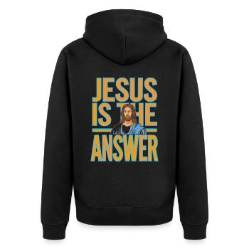 Jesus is the answer - Jesus ist die Antwort - Unisex Premium Organic Zip Hoodie - black - Back - Nico (187cm)