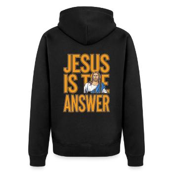 Jesus is the answer - Jesus ist die Antwort - Unisex Premium Organic Zip Hoodie - black - Back - Nico (187cm)