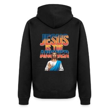 Jesus is the answer - Jesus ist die Antwort - Unisex Premium Organic Zip Hoodie - black - Back - Nico (187cm)