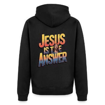 Jesus is the answer - Jesus ist die Antwort - Unisex Premium Organic Zip Hoodie - black - Back - Nico (187cm)