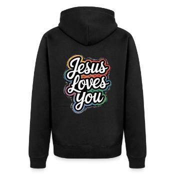 Jésus vous aime ! - Veste à capuche bio Premium Unisexe - noir - Dos - Nico (187cm)