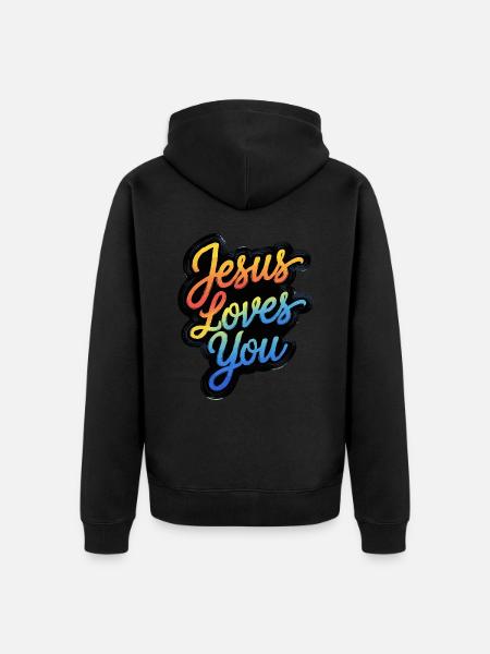 Jésus vous aime ! - Veste à capuche bio Premium Unisexe - noir