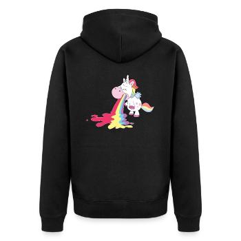 Unicorn poops rainbow Personalize - Unisex Premium Organic Zip Hoodie - black - Back - Nico (187cm)