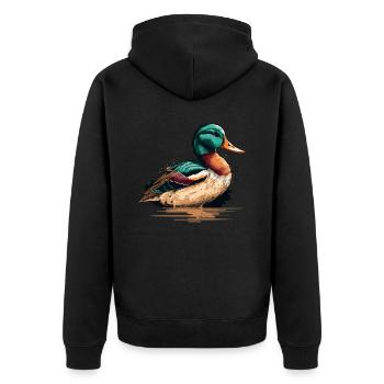 Cadeau du propriétaire de canard - Veste à capuche bio Premium Unisexe - noir - Dos - Nico (187cm)