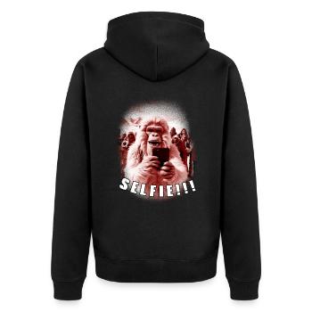 Yeti Selfie - Unisex Premium Bio Zip Hoodie - Schwarz - Hinten - Nico (187cm)