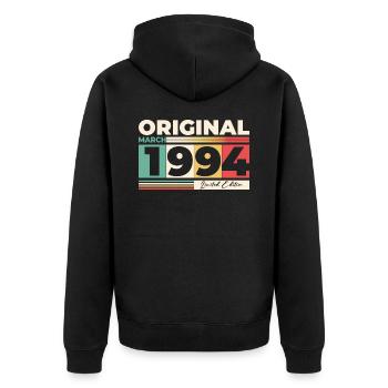 30e anniversaire mars millésime 1994 édition limitée - Veste à capuche bio Premium Unisexe - noir - Dos - Nico (187cm)