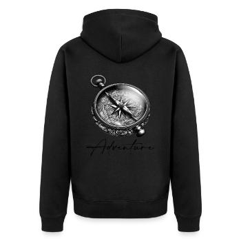 Adventure - Unisex Premium Bio Zip Hoodie - Schwarz - Hinten - Nico (187cm)