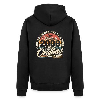 2008 Vintage Vintage Retro Birthday Gift - Unisex Premium Organic Zip Hoodie - black - Back - Nico (187cm)