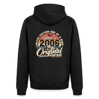 2006 Jahrgang Vintage Retro Geburtstag Geschenk - Unisex Premium Bio Zip Hoodie - Schwarz - Hinten - Nico (187cm)