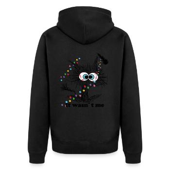 Funny Eyes and Christmas Lights Design - Unisex Premium Organic Zip Hoodie - black - Back - Nico (187cm)
