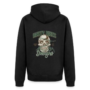 Rusty Bikes Designs. Motorcycle. Biker Design. - Unisex Premium Organic Zip Hoodie - black - Back - Nico (187cm)