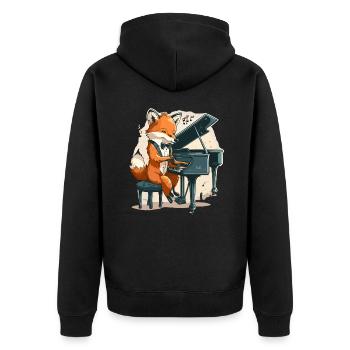 Musikalischer Fuchs - Unisex Premium Bio Zip Hoodie - Schwarz - Hinten - Nico (187cm)