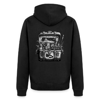 Vintage Elegance: A Black and White Photograph of - Unisex Premium Organic Zip Hoodie - black - Back - Nico (187cm)