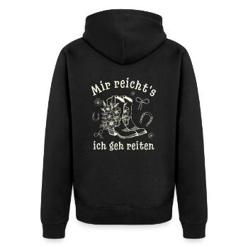 Mir reicht's ich geh reiten - Cowboy Boots - Unisex Premium Bio Zip Hoodie - Schwarz - Hinten - Nico (187cm)