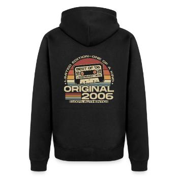 Jahrgang 2006 Vintage Retro Geburtstag Geschenk - Unisex Premium Bio Zip Hoodie - Schwarz - Hinten - Nico (187cm)