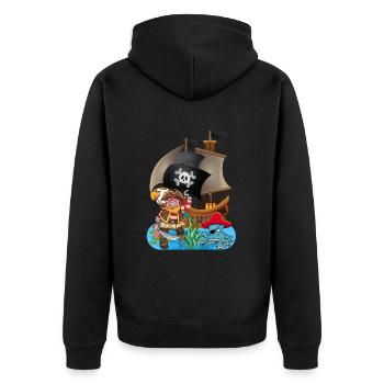 Pirate with octopus as pirate costume - Unisex Premium Organic Zip Hoodie - black - Back - Nico (187cm)