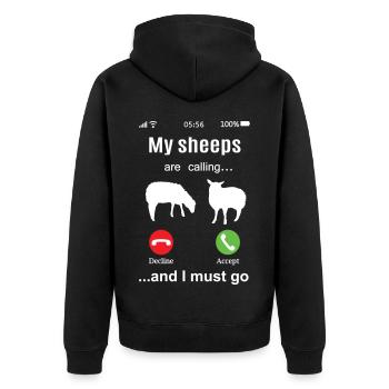 Schaf lustig Schafe rufen Schäfer Geschenkidee Fun - Unisex Premium Bio Zip Hoodie - Schwarz - Hinten - Nico (187cm)