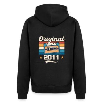Born Gift Original 2011 Gift Idea 2011 - Unisex Premium Organic Zip Hoodie - black - Back - Nico (187cm)