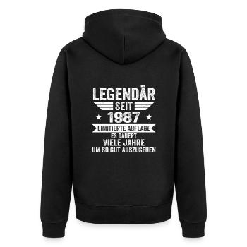 Legendär seit 1987 Limitierte Auflage 1987 - Unisex Premium Bio Zip Hoodie - Schwarz - Hinten - Nico (187cm)