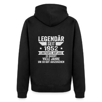 Legendär seit 1952 Limitierte Auflage 1952 - Unisex Premium Bio Zip Hoodie - Schwarz - Hinten - Nico (187cm)