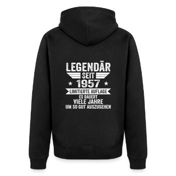 Legendär seit 1957 Limitierte Auflage 1957 - Unisex Premium Bio Zip Hoodie - Schwarz - Hinten - Nico (187cm)