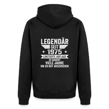 Legendär seit 1975 Limitierte Auflage 1975 - Unisex Premium Bio Zip Hoodie - Schwarz - Hinten - Nico (187cm)