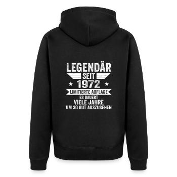 Legendär seit 1972 Limitierte Auflage 1972 - Unisex Premium Bio Zip Hoodie - Schwarz - Hinten - Nico (187cm)