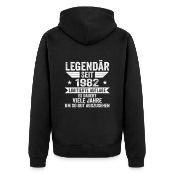 Legendär seit 1982 Limitierte Auflage 1982 - Unisex Premium Bio Zip Hoodie - Schwarz - Hinten - Nico (187cm)