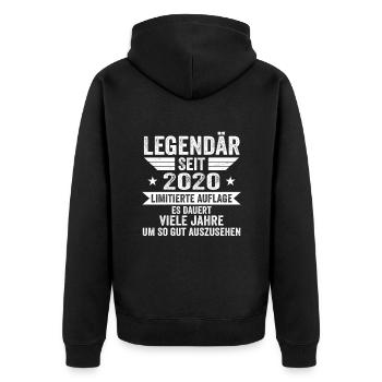 Legendär seit 2020 Limitierte Auflage 2020 - Unisex Premium Bio Zip Hoodie - Schwarz - Hinten - Nico (187cm)
