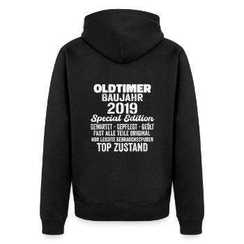 Original 2019 Jahrgang Vintage Geburtstag Retro - Unisex Premium Bio Zip Hoodie - Schwarz - Hinten - Nico (187cm)