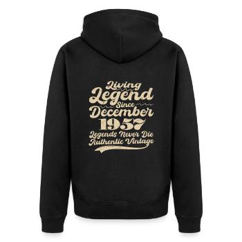 Once upon a time there was a legend. December 1957 Birth - Unisex Premium Organic Zip Hoodie - black - Back - Nico (187cm)