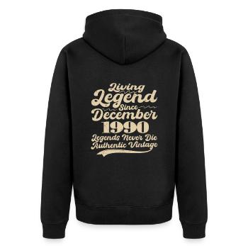 Once upon a time there was a legend. December 1990 Birth - Unisex Premium Organic Zip Hoodie - black - Back - Nico (187cm)