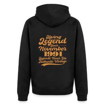 Es war einmal eine Legende. November 1991 Geburts - Unisex Premium Bio Zip Hoodie - Schwarz - Hinten - Nico (187cm)