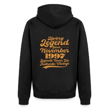 Es war einmal eine Legende. November 1997 Geburts - Unisex Premium Bio Zip Hoodie - Schwarz - Hinten - Nico (187cm)