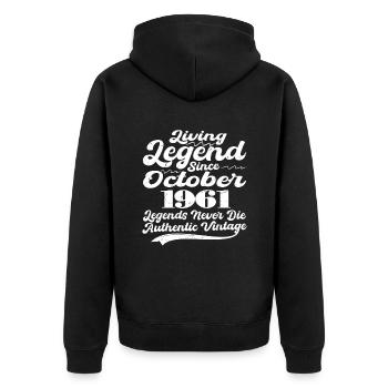 Once upon a time there was a legend. October 1961 Birth - Unisex Premium Organic Zip Hoodie - black - Back - Nico (187cm)