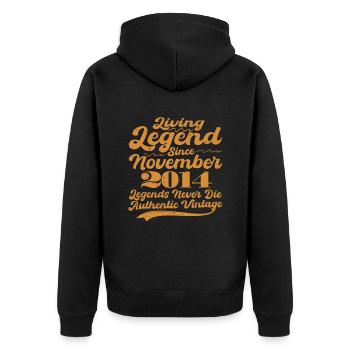 Once upon a time there was a legend. November 2014 Birth - Unisex Premium Organic Zip Hoodie - black - Back - Nico (187cm)