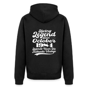 Es war einmal eine Legende. oktober 1984 Geburts - Unisex Premium Bio Zip Hoodie - Schwarz - Hinten - Nico (187cm)