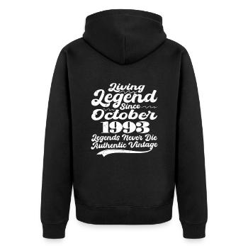 Es war einmal eine Legende. oktober 1993 Geburts - Unisex Premium Bio Zip Hoodie - Schwarz - Hinten - Nico (187cm)