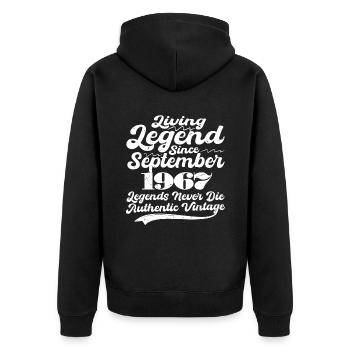 Es war einmal eine Legende. September 1967 Geburts - Unisex Premium Bio Zip Hoodie - Schwarz - Hinten - Nico (187cm)