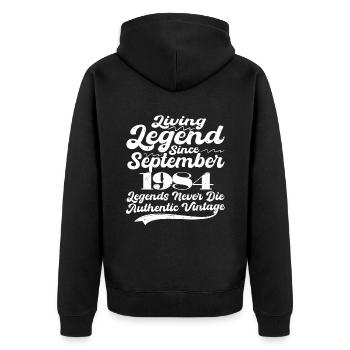 Il était une fois une légende. Septembre 1984 Naissance - Veste à capuche bio Premium Unisexe - noir - Dos - Nico (187cm)
