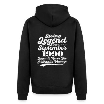 Once upon a time there was a legend. September 1990 Birth - Unisex Premium Organic Zip Hoodie - black - Back - Nico (187cm)