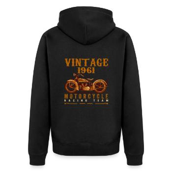Les légendes sont nées en 1961 et conduisent des motos - Veste à capuche bio Premium Unisexe - noir - Dos - Nico (187cm)