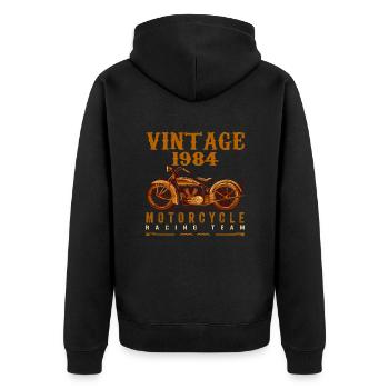 Les légendes sont nées en 1984 et conduisent des motos - Veste à capuche bio Premium Unisexe - noir - Dos - Nico (187cm)