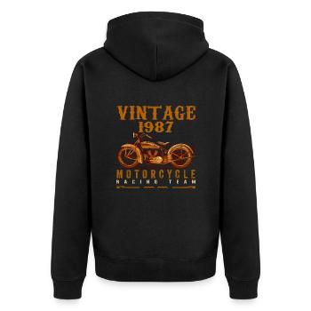 Legends were born in 1987 and ride motorcycles - Unisex Premium Organic Zip Hoodie - black - Back - Nico (187cm)