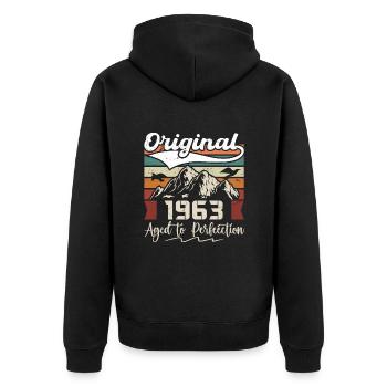 1963 - Gift born in 1963 - Unisex Premium Organic Zip Hoodie - black - Back - Nico (187cm)