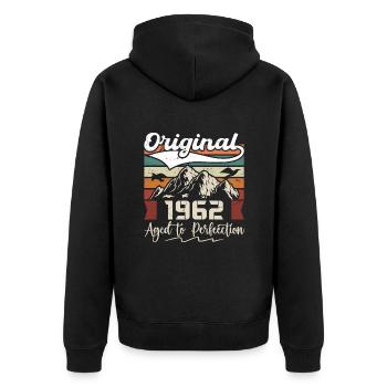 1962 - Cadeau né en 1962 - Veste à capuche bio Premium Unisexe - noir - Dos - Nico (187cm)