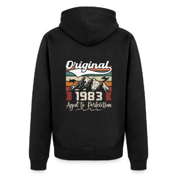 1983 - Cadeau né en 1983 - Veste à capuche bio Premium Unisexe - noir - Dos - Nico (187cm)