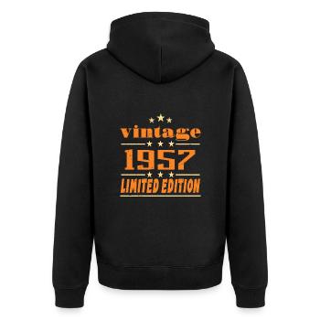 1957 Vintage Retro Geburtstag Bday Geschenk 1957 - Unisex Premium Bio Zip Hoodie - Schwarz - Hinten - Nico (187cm)