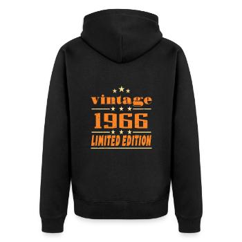 1966 Vintage Retro Geburtstag Bday Geschenk 1966 - Unisex Premium Bio Zip Hoodie - Schwarz - Hinten - Nico (187cm)
